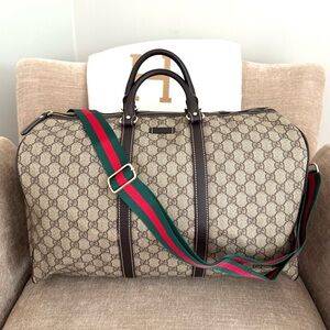 Authentic Gucci GG Supreme Canvas Duffel Bag Boston bag unisex
